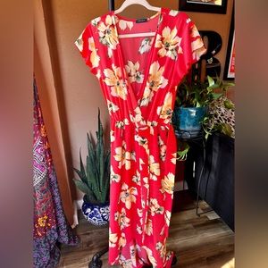 Hawaiian Print Dress by ScobesSize XL long V neck
